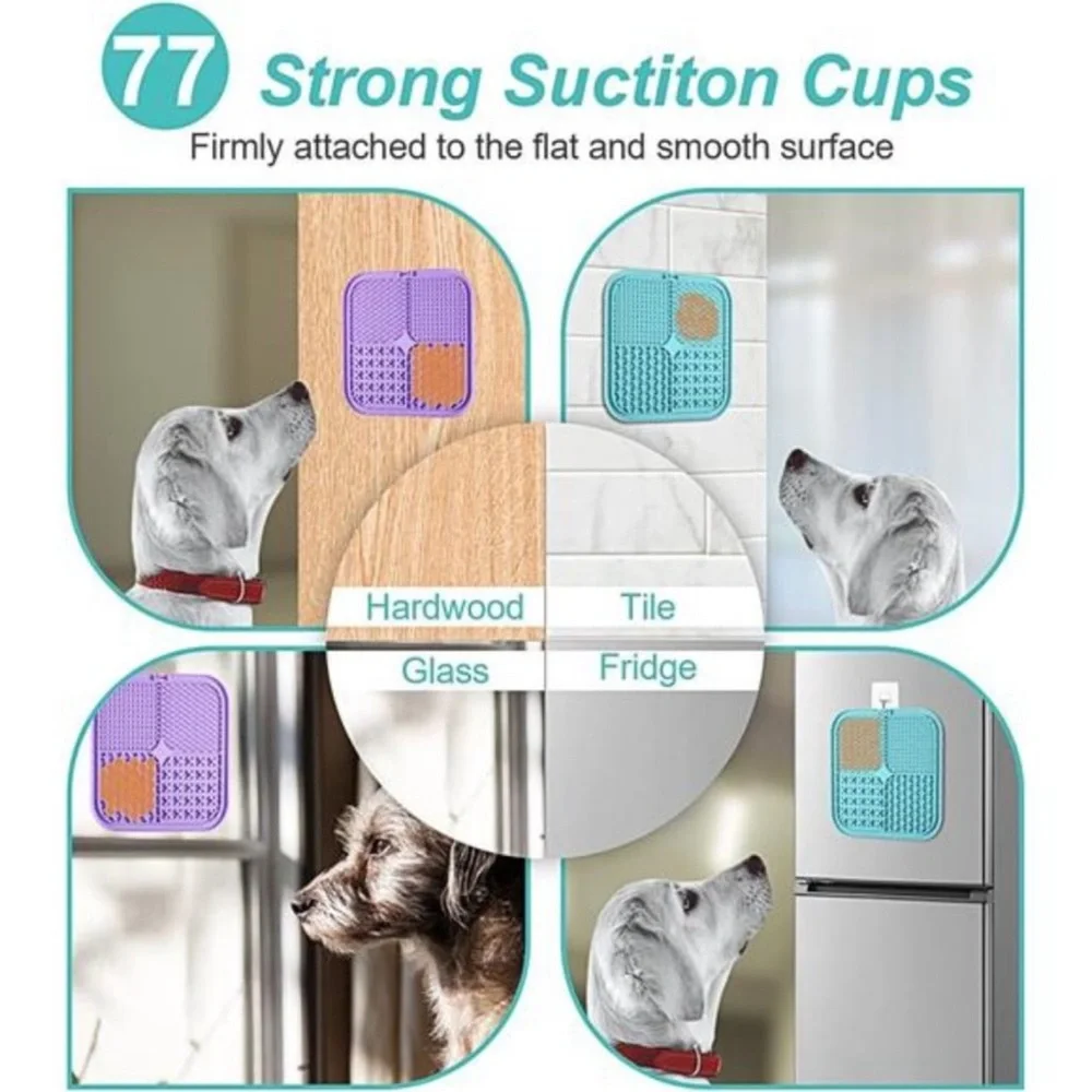 Licking Mat for Dogs & Cats 2 Pack with Suction Cups,Dog Peanut Butter Lick Pads